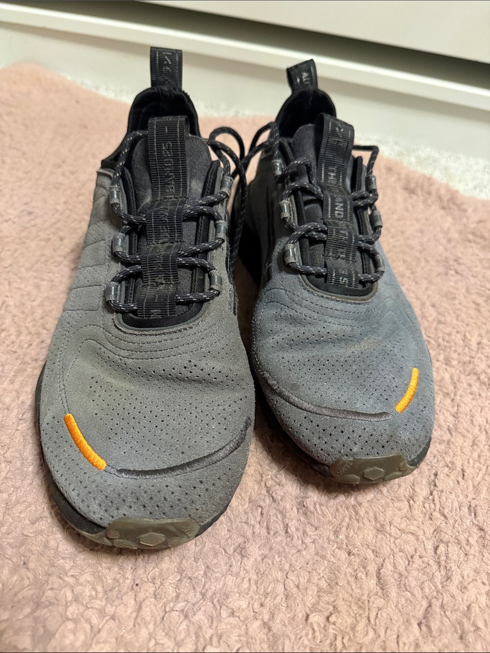 adidas Men's Gray Suede Sneakers with Orange Accent